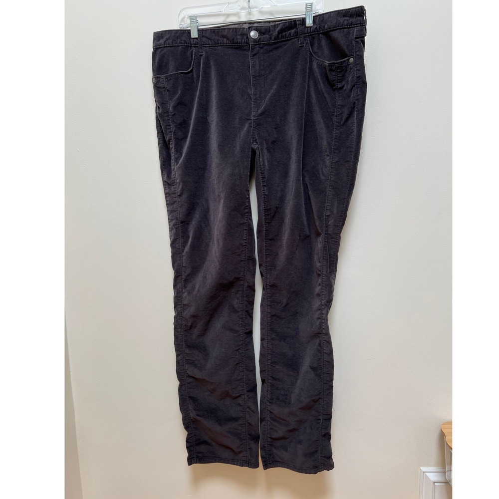 Eddie Bauer Velvet Pants Womens T20 Gray Straight Leg Casual Mid Rise Trousers